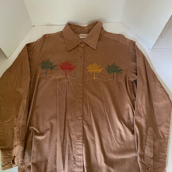 Cracker Barrel Decorated Originals Fall Trees Corduroy Blouse Size Large NWT - Picture 2 of 14